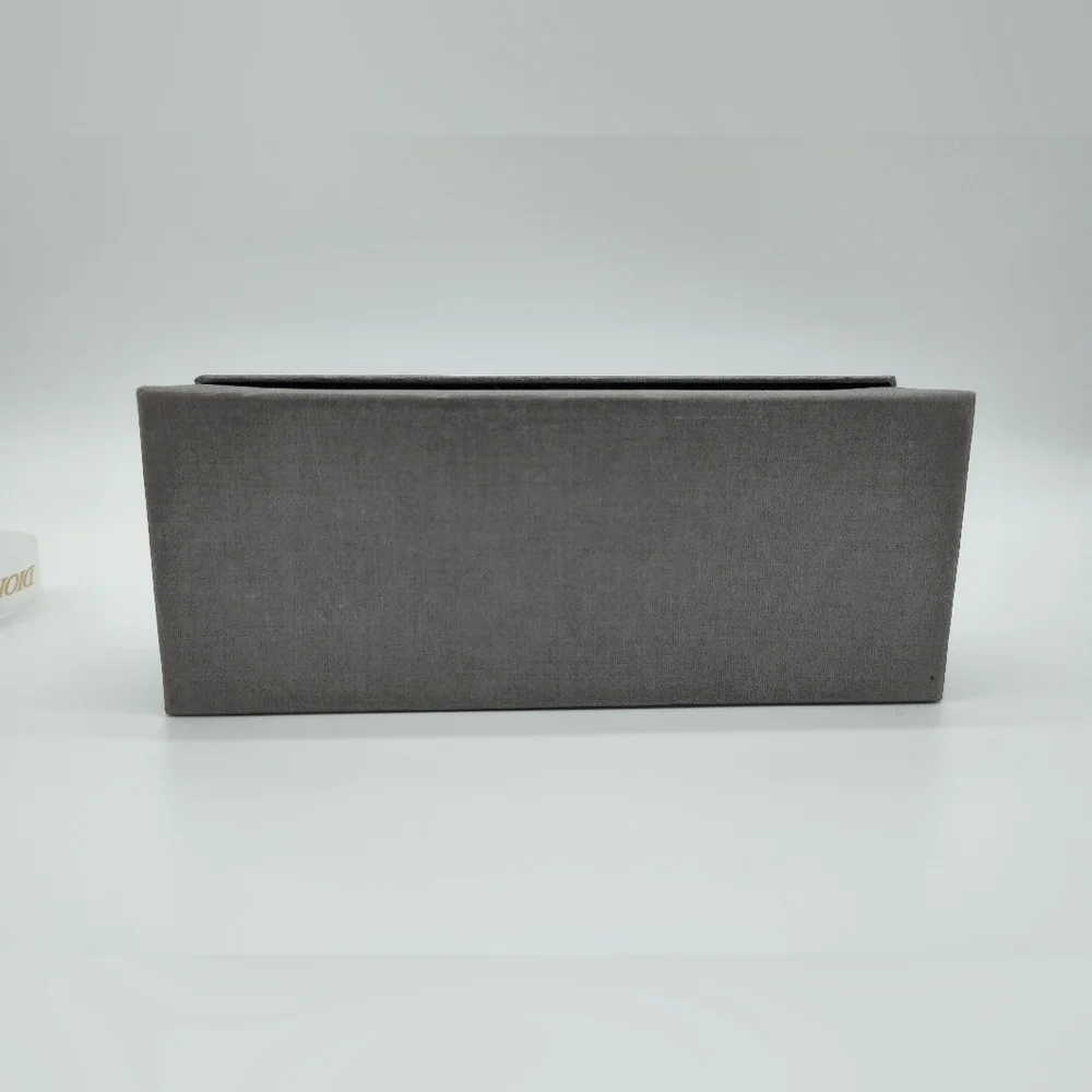 DIOR Sunglasses Case White Cannage Box Gray Fabric Storage Box Ribbon Set EUC